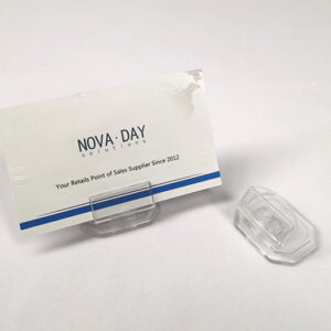 Adjustable hinged plastic sign holder for counter top ,B26
