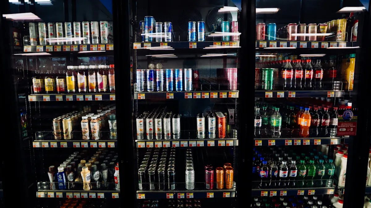 Beverage display in cooler